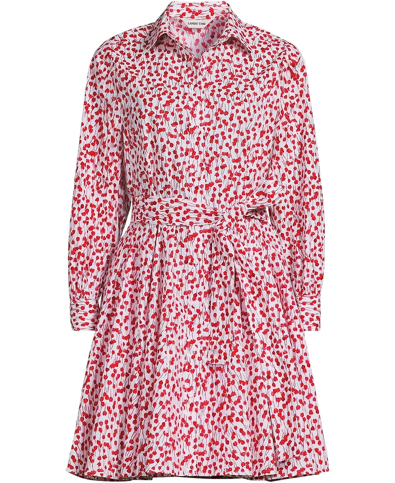 Lands' End Women's Poplin Button Front Dress with Godets