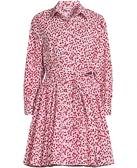Lands' End Women's Poplin Button Front Dress with Godets