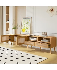 Casainc Modern Storage Cabinet Farmhouse Tv Stand with Solid Wood Legs