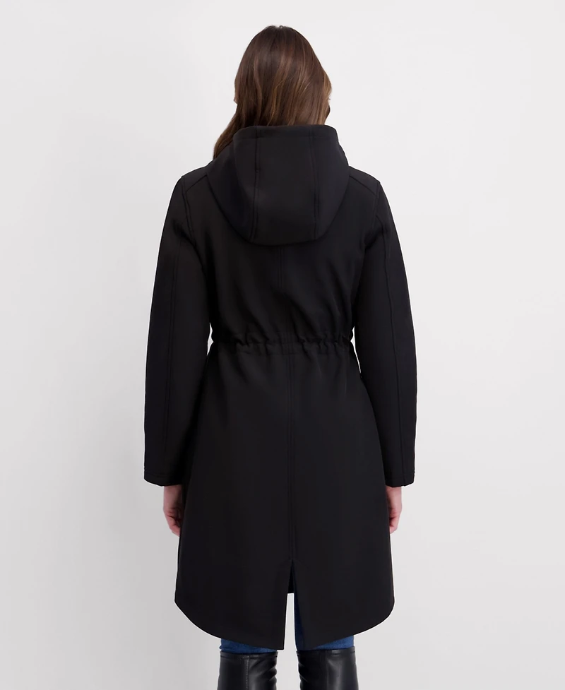 Kensie Women's Shirttail Cinched Waist Hooded Softshell