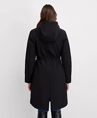 Kensie Women's Shirttail Cinched Waist Hooded Softshell