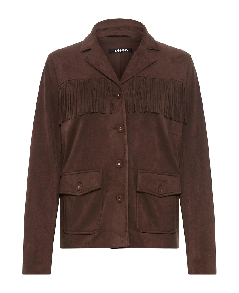Olsen Faux Suede Fringe Jacket