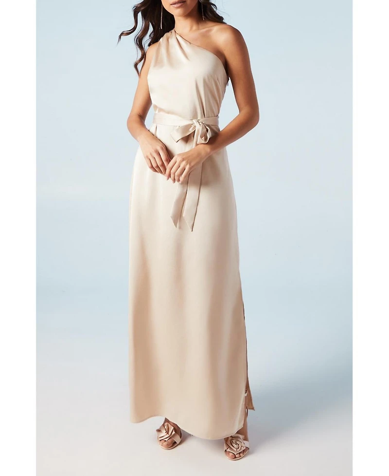 Oasis Women's One Shoulder Satin Maxi Bridesmaid Dress
