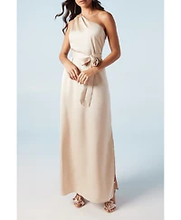 Oasis Women's One Shoulder Satin Maxi Bridesmaid Dress