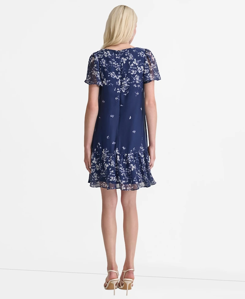 Dkny Women's Printed Flutter-Sleeve Mini Dress