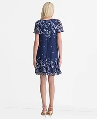 Dkny Women's Printed Flutter-Sleeve Mini Dress