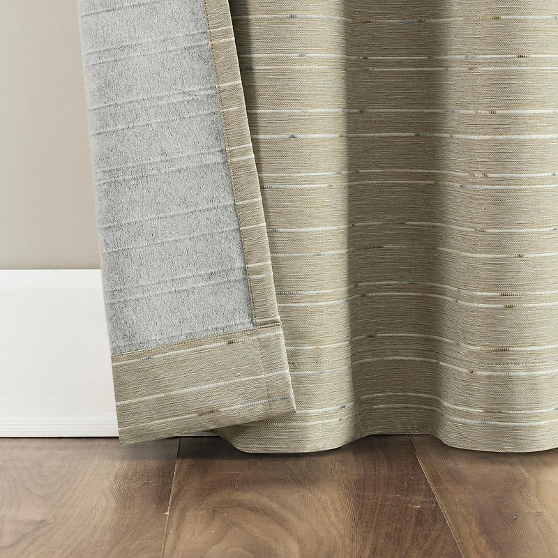 Sun Zero Drayton Slub Detail Magnetic Closure 100% Blackout Grommet Curtain Panel Pair