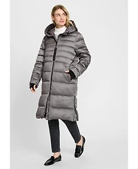 Olsen Women's Longline Hooded Puffer Coat