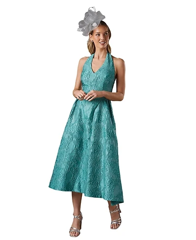 Coast Halter Jacquard Drop Waist Dress