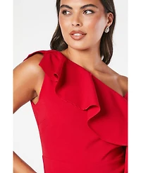 Coast Women's One Shoulder Ruffle Crepe Midi Dress