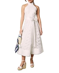 Coast Women's Halterneck Belted Lace Midi Dress