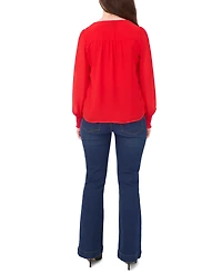 Sam & Jess Petite V-Neck Smocked-Shoulder Blouse