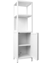 Vanirror White Bamboo Storage Cabinet - Large Capacity Multifunctional Furniture for Bathroom and Living Room