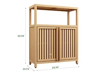 Vanirror Bamboo Storage Cabinet with Shelves - White Large Capacity Furniture for Bathroom & Living Room