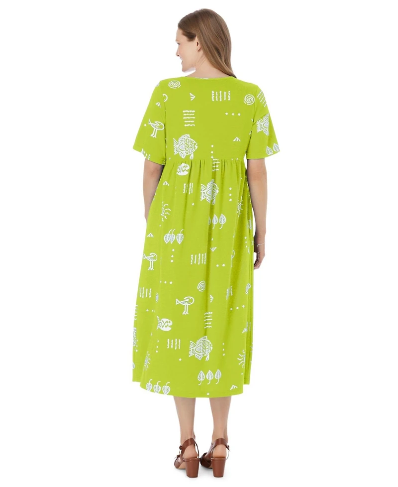 Woman Within Women's Stamped Empire Waist Dress