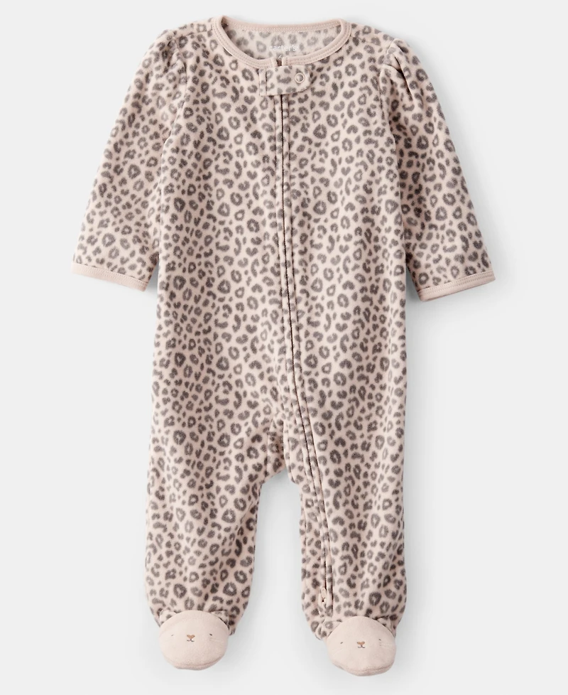 Carter's Baby Girls Leopard Print Long Sleeves Sleep and Play Pajamas