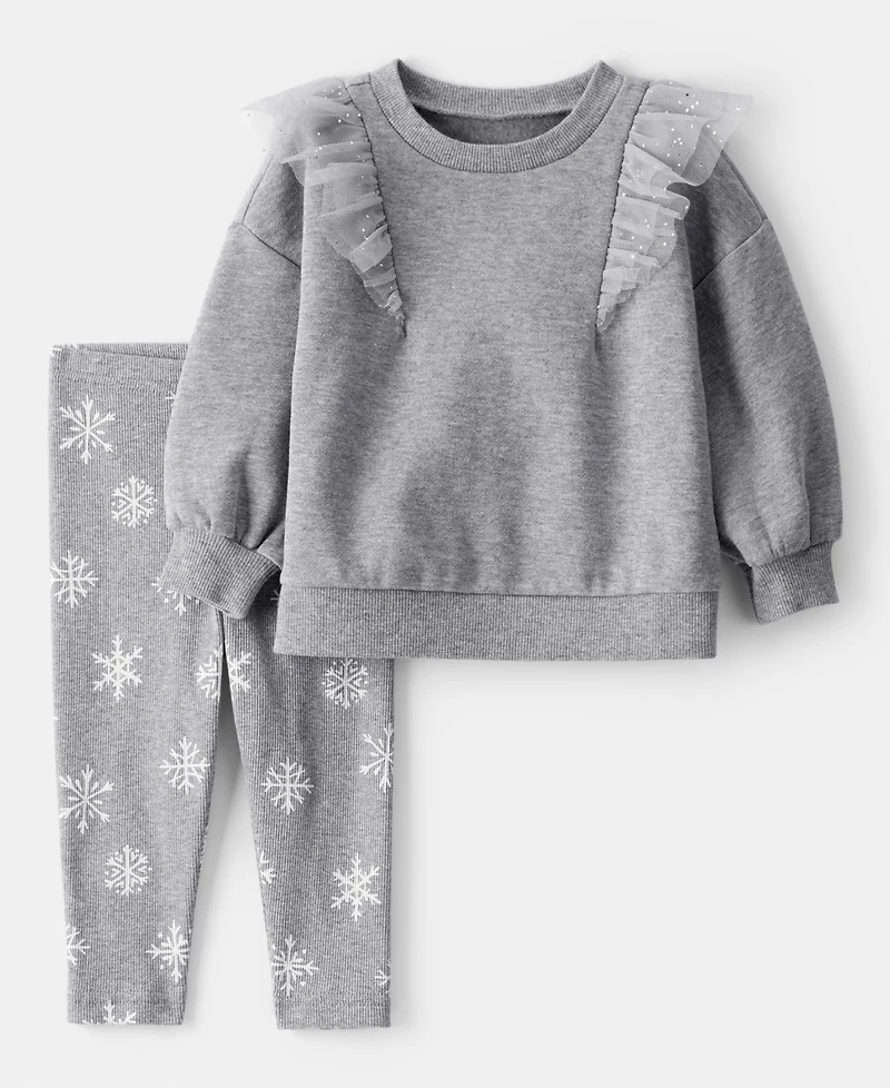 Carter's Baby Girls Long Sleeve Top and Pants, 2-Piece Set