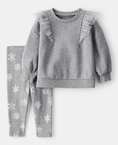 Carter's Baby Girls Long Sleeve Top and Pants, 2-Piece Set