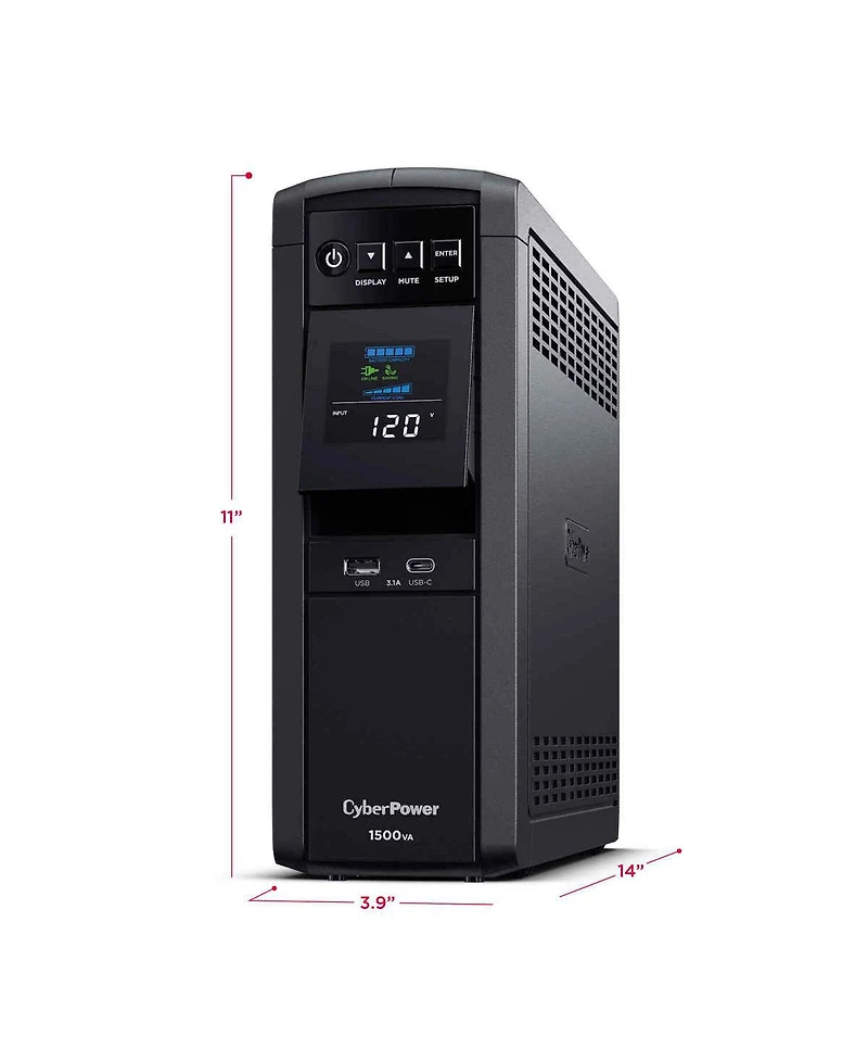 CyberPower Pfc Sinewave Computer Battery Backup, 1500VA 1000W Ups, 12 Outlets
