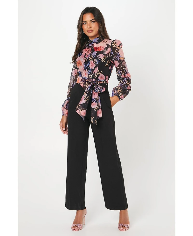 Coast Blouson Sleeve Pintuck Wide Leg Jumpsuit