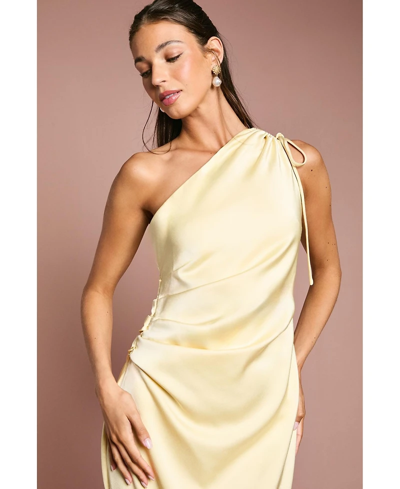 Oasis Women's One Shoulder Satin Bridesmaids Dress
