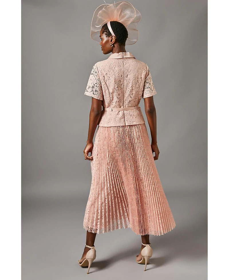 Coast Women's Lace 2 1 Jacket Pleated Midi Dress