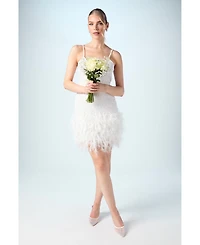Coast Women's Embellished Feather Bridal Mini Dress