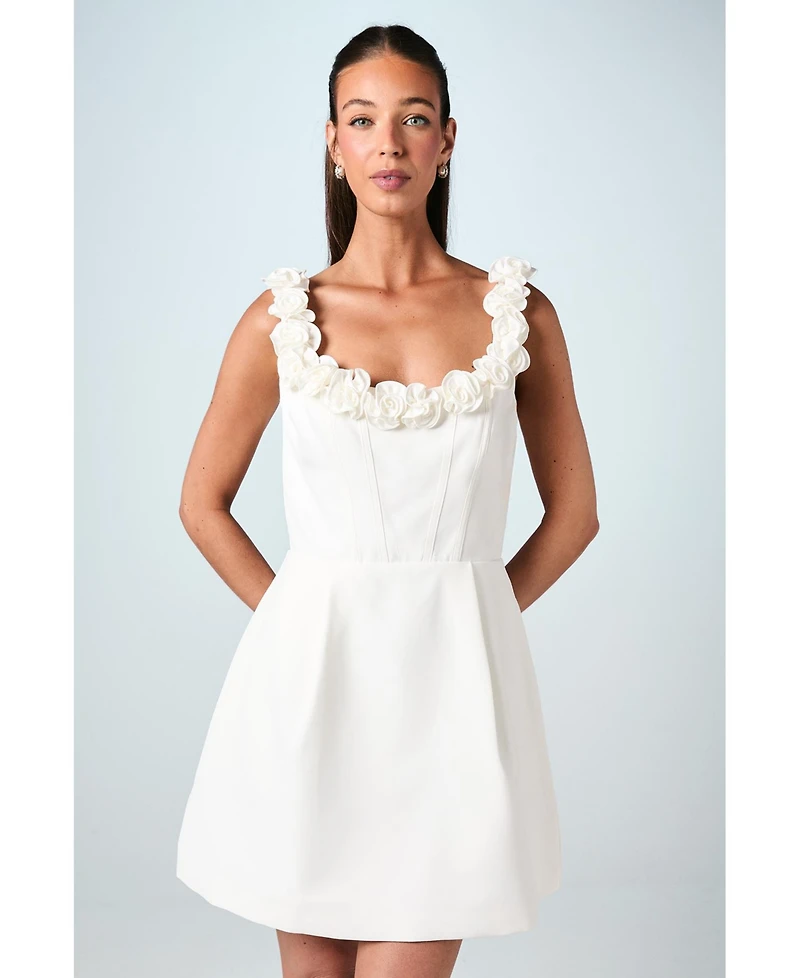 Coast Square Neck 3D Flower Bridal Mini Dress