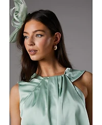 Coast Women's Sleeveless Satin Frill Midi Dress