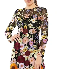 Mac Duggal Women's Sequined High Neck Ruffled Flutter Sleeve Midi Dress