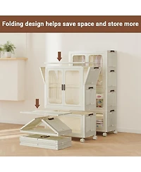 gaomon Plastic Free Installation Storage Cabinet Wardrobe Home Living Room Bedroom Multifunctional Dustproof Clothes Storage Cabinet