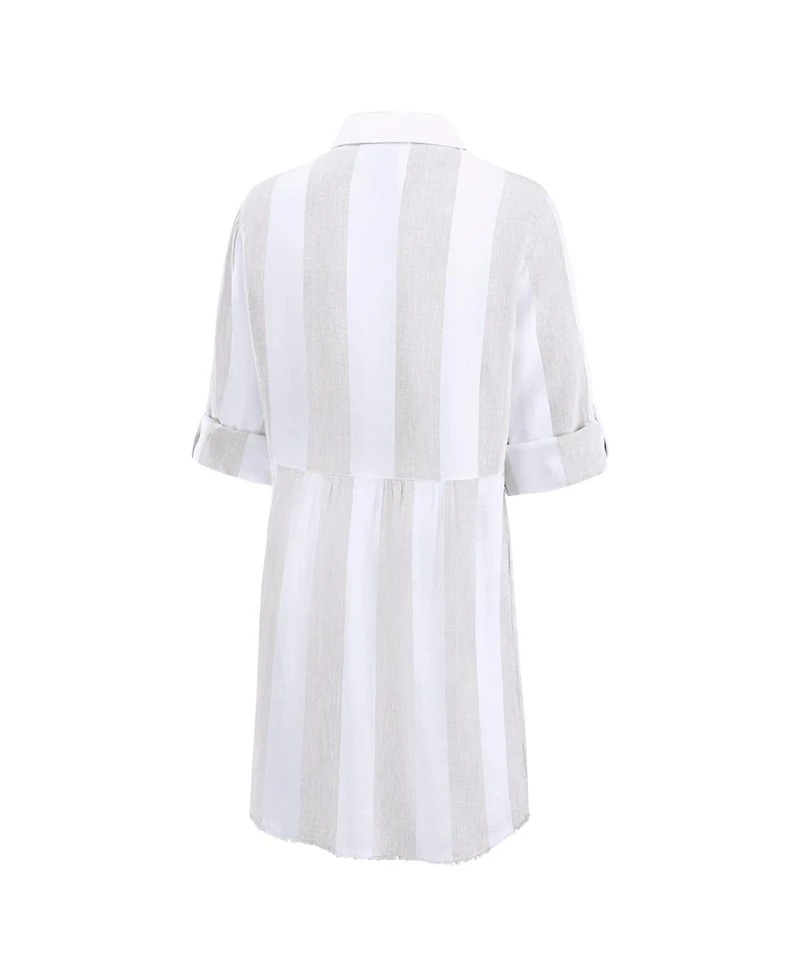 Tommy Bahama Women's Khaki Houston Astros Rugby Beach Boyfriend Full-Button Top