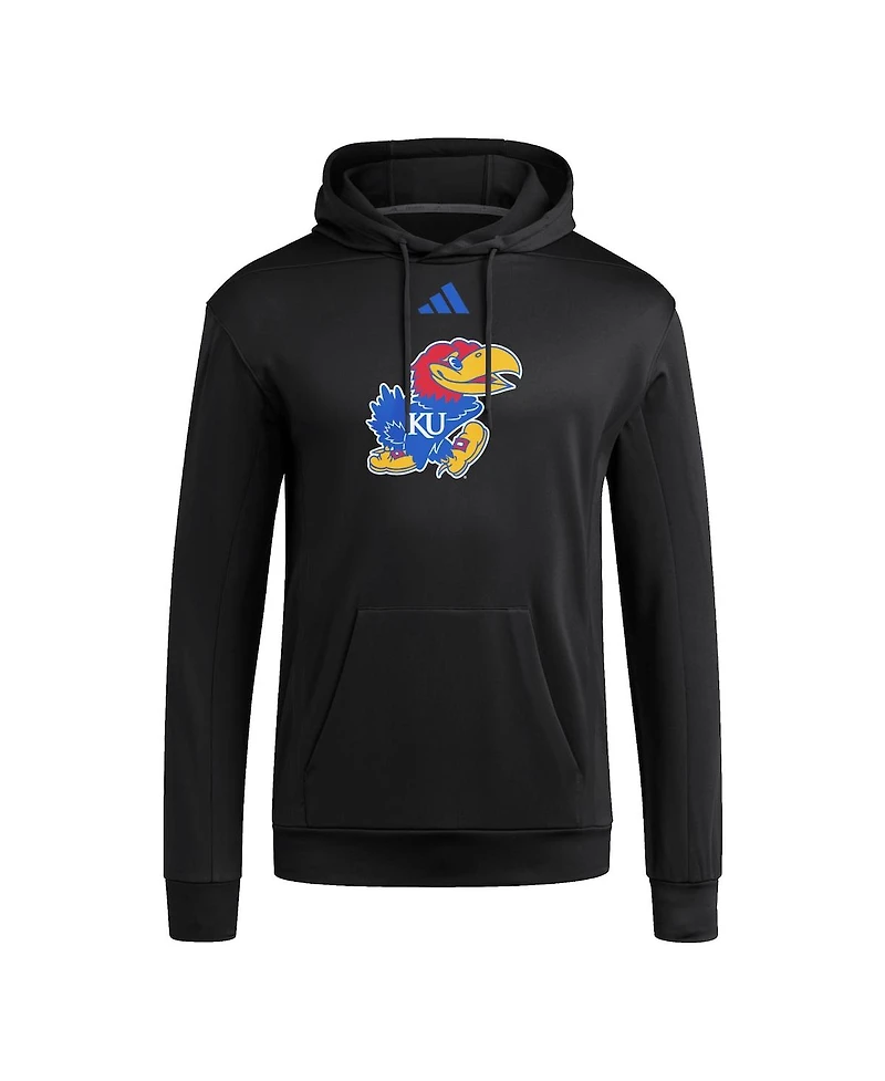 Adidas Men's Black Kansas Jayhawks Locker Logo Fleece Pullover Hoodie