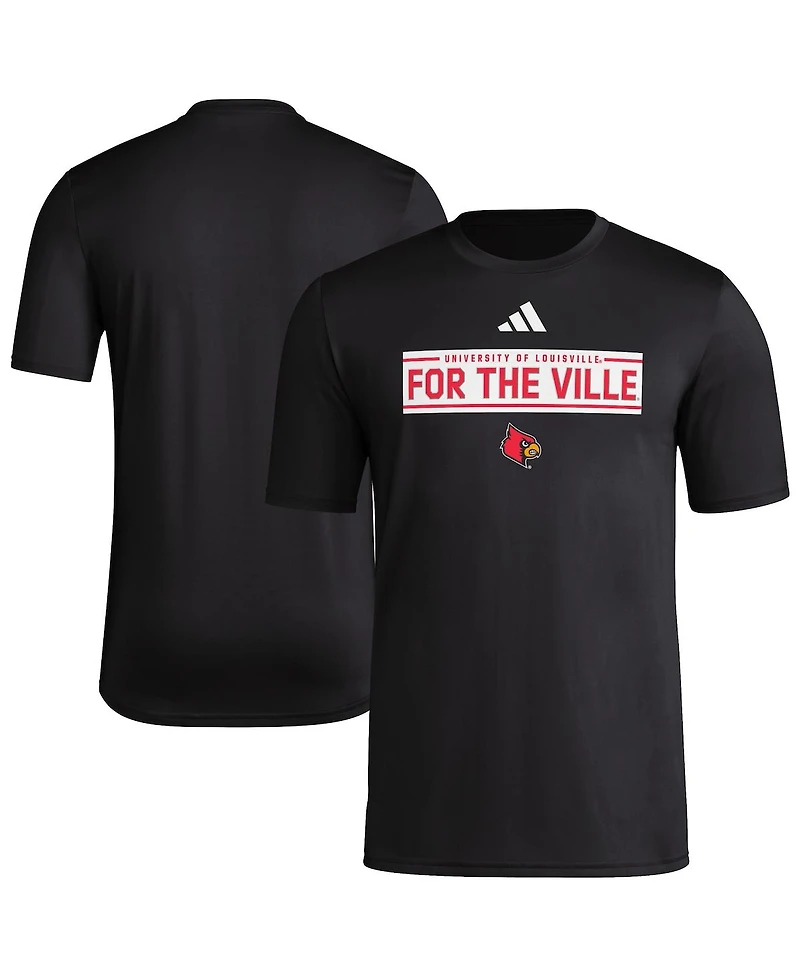 Adidas Men's Black Louisville Cardinals Locker Slogan Pre-Game T-Shirt