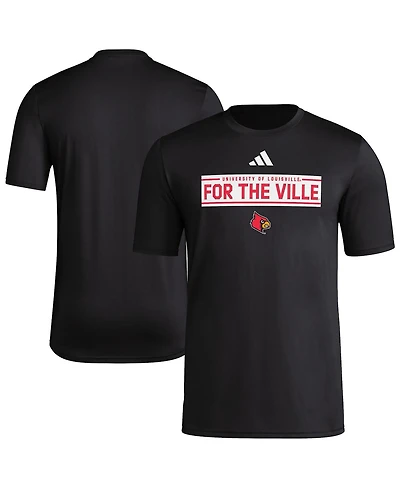 Adidas Men's Black Louisville Cardinals Locker Slogan Pre-Game T-Shirt
