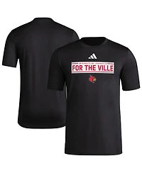 Adidas Men's Black Louisville Cardinals Locker Slogan Pre-Game T-Shirt