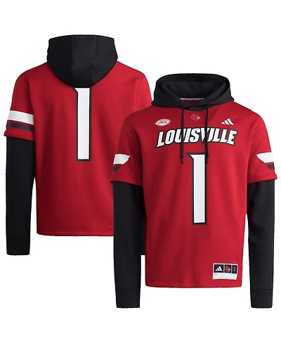 Adidas Men's Red Louisville Cardinals Jersey Pullover Hoodie