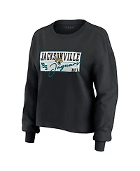 Wear by Erin Andrews Women's 2-Piece Black Jacksonville Jaguars Heavy Rugby Jersey Long Sleeve T-Shirt and Shorts Lounge Set