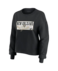 Wear by Erin Andrews Women's 2-Piece Black New Orleans Saints Heavy Rugby Jersey Long Sleeve T-Shirt and Shorts Lounge Set