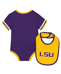 Colosseum Baby Boys and Girls Purple Lsu Tigers Bodysuit with Bib Set
