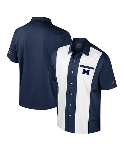 Colosseum Men's Navy Michigan Wolverines Strike Bowling Button-Up Shirt