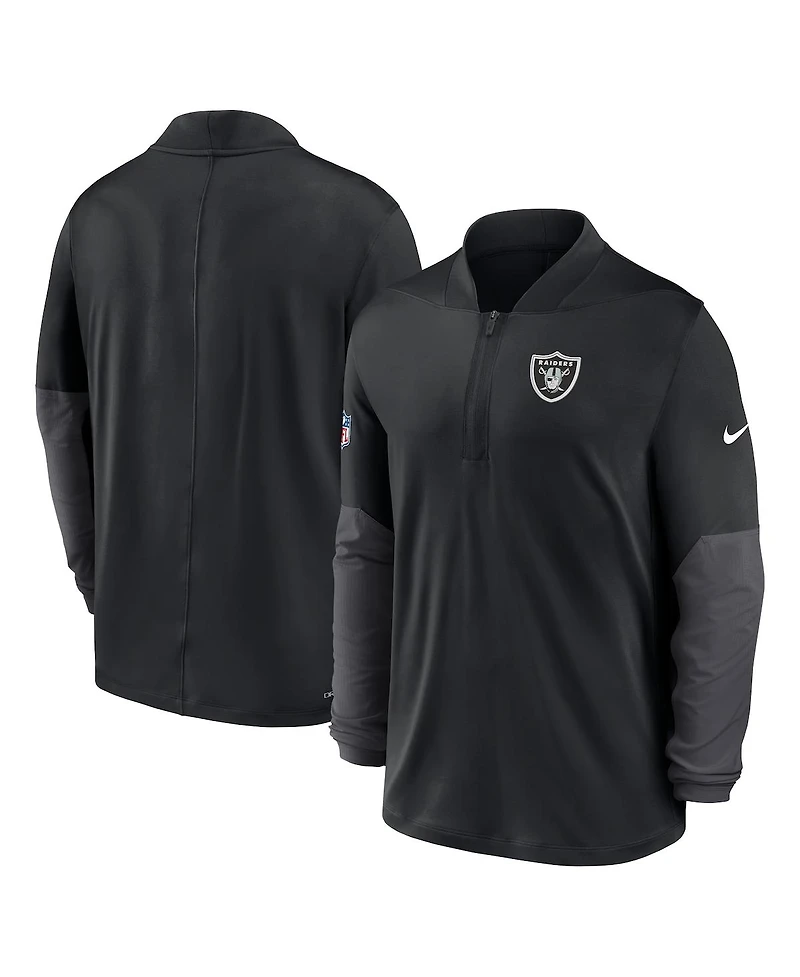 Nike Men's Black Las Vegas Raiders Sideline Feel The Pressure Performance Half-Zip Pullover