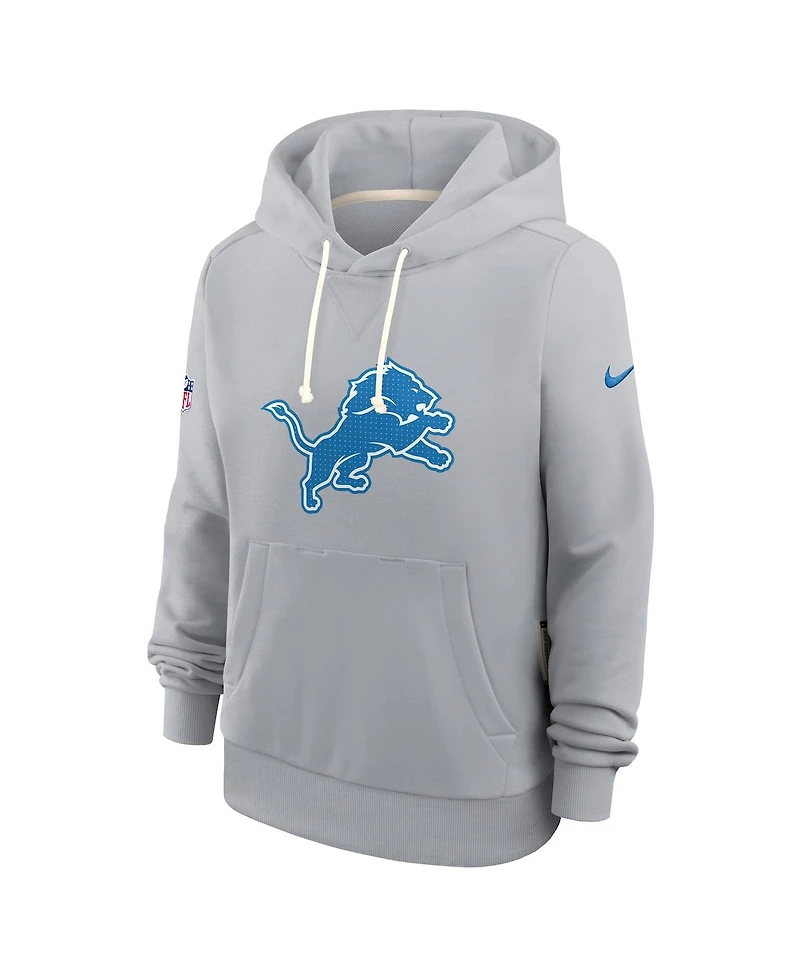 Nike Women's Gray Detroit Lions Sideline Standard Issue Initial Home Dri-fit Hoodie