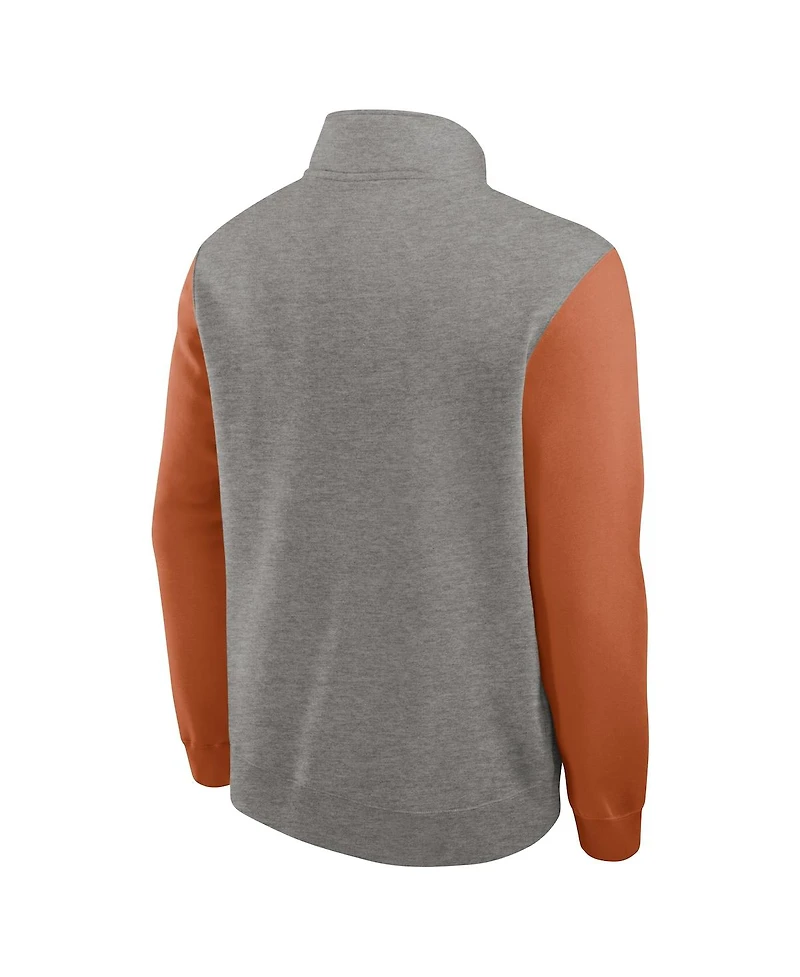 Nike Men's Heather Gray/Texas Orange Texas Longhorns Club Fleece Half-Zip Pullover Sweatshirt