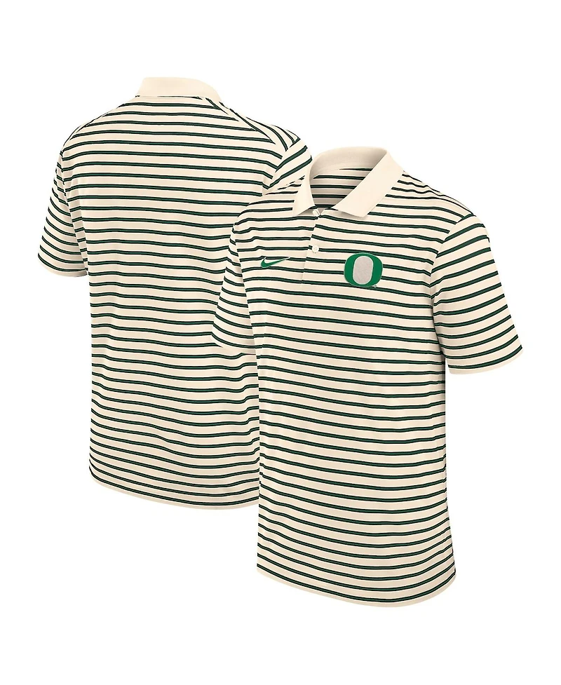 Nike Men's Tan Oregon Ducks Solid Foundation Striped Performance Polo Shirt
