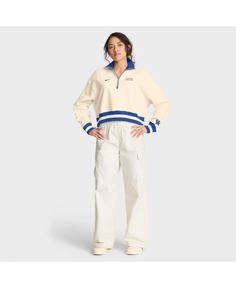 Nike Women's Cream/Royal Kentucky Wildcats Legacy Half-Zip Sweatshirt