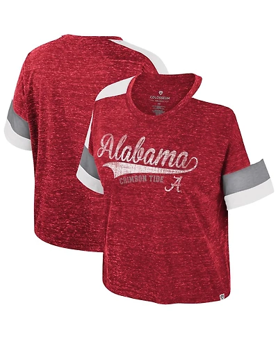 Colosseum Women's Crimson Alabama Tide Color Block Scoop Neck T-Shirt