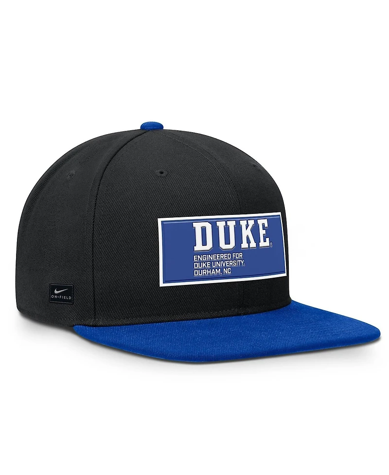 Nike Men's Black/Royal Duke Blue Devils 2025 On-field Patch Pro Dri-fit Snapback Hat