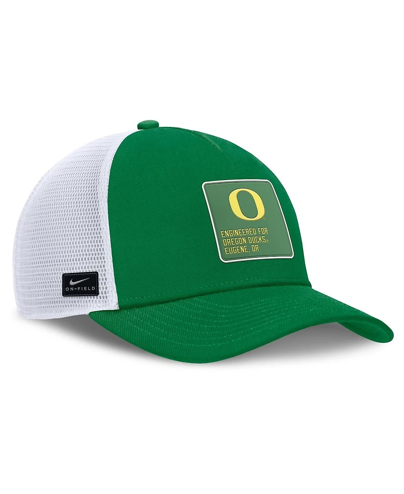 Nike Men's Green/White Oregon Ducks 2025 On-field Rise Engineered Trucker Adjustable Hat