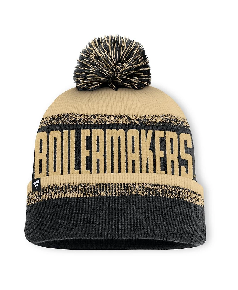 Fanatics Men's Black/Gold Purdue Boilermakers Thrive Cuffed with Pom Knit Hat